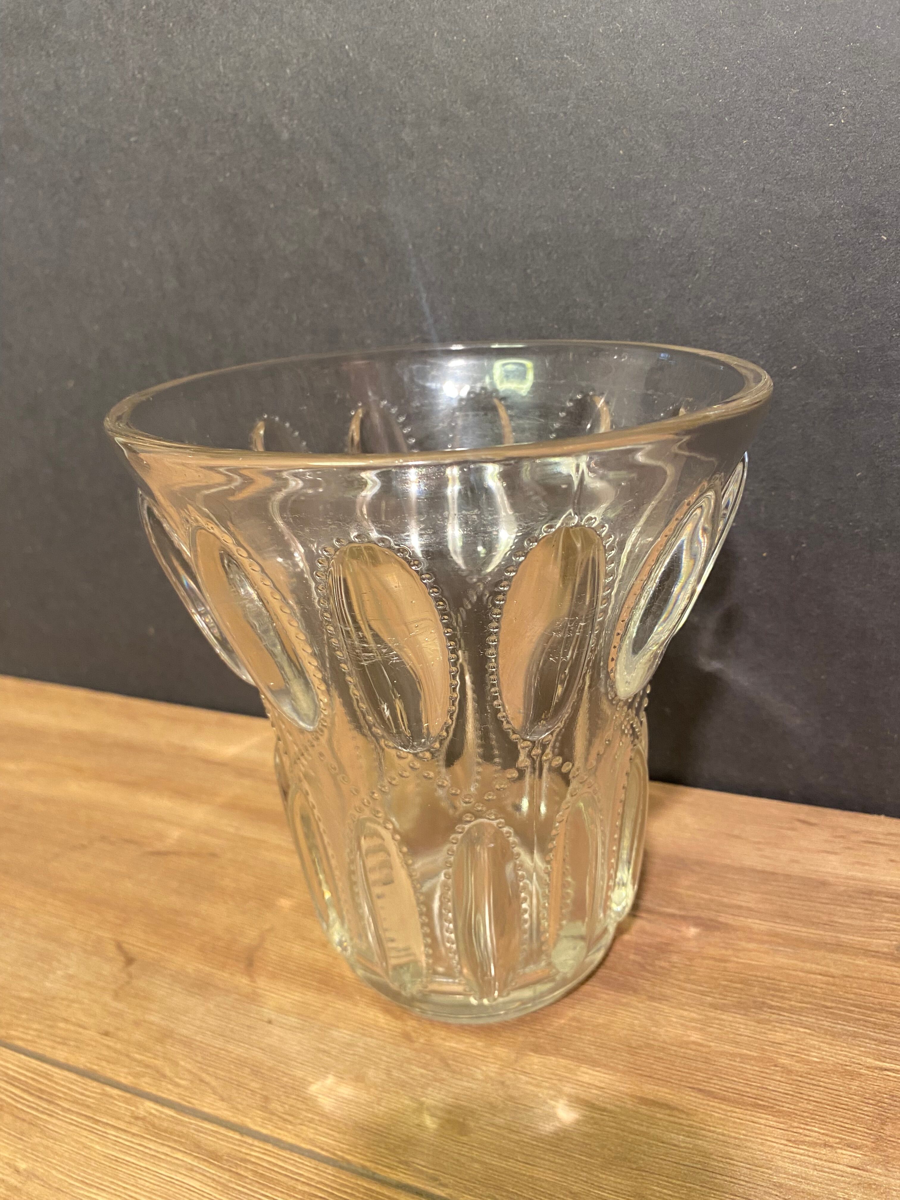 Art Deco glass vase Val Saint Lambert ephemeral model series Luxval 1935