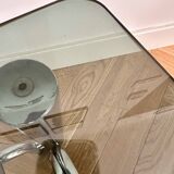 Chrome and smoked glass coffee table