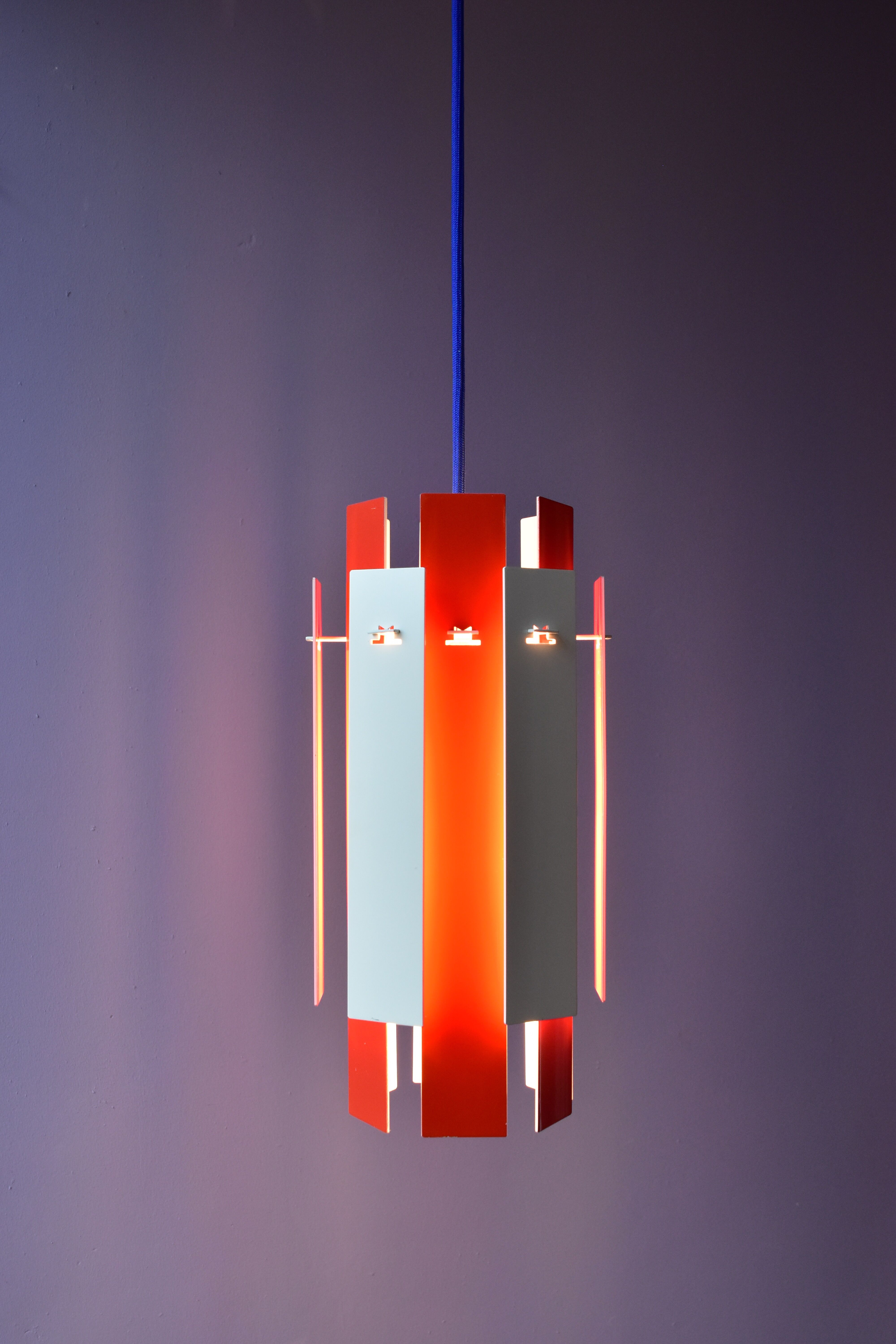 Cocktail Pendant by Henning Rehhof for Fog & Mørup in Red and White, 1970s