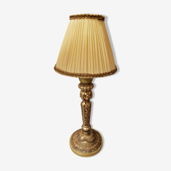 Lampe fer doré abat-jour plissé