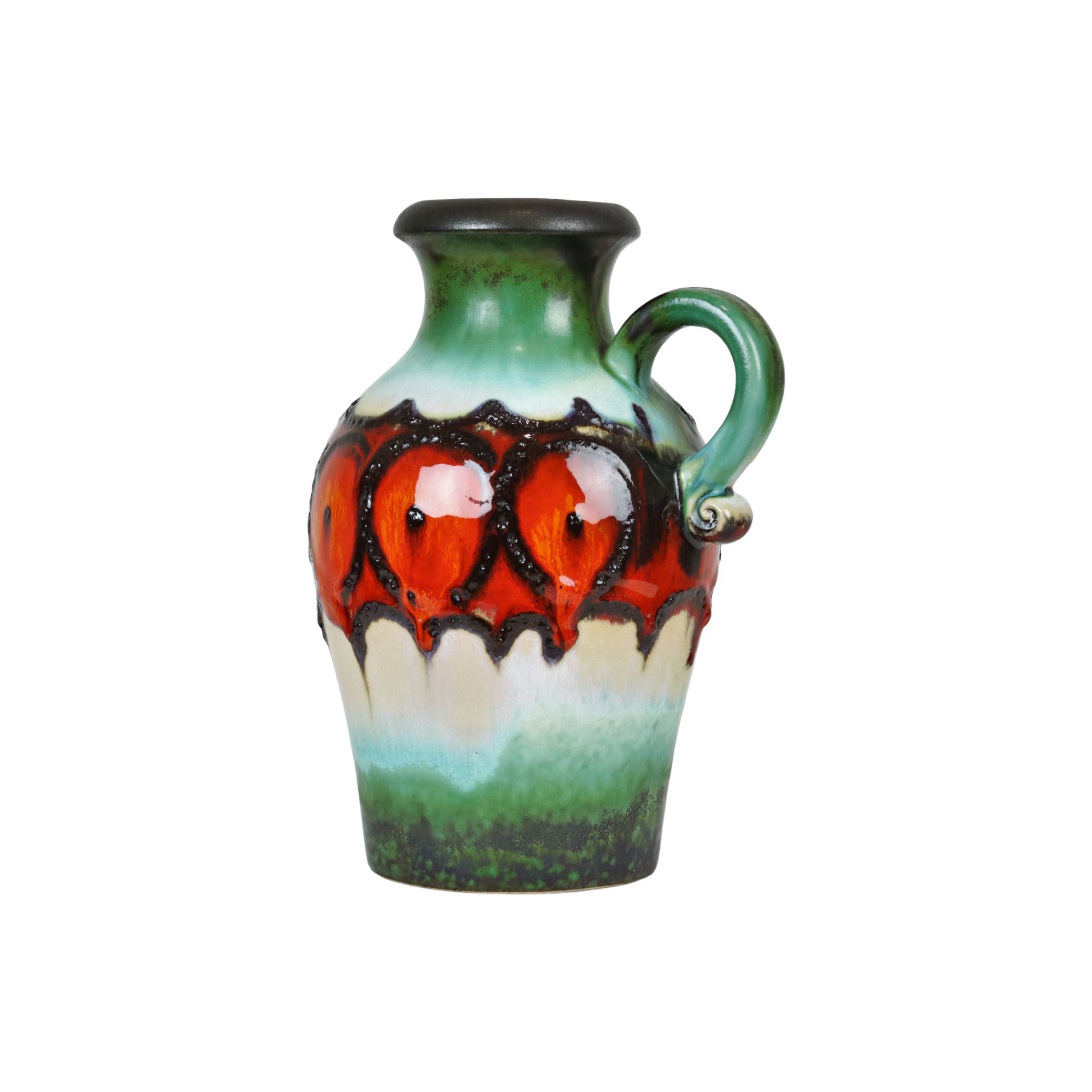 Fat Lava Vase Turquoise Orange West Germany Scheurich 490 25