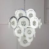 Lustre vintage en verre de murano par vistosi avec 27 disques / italie des années 60 / design italien de l'ère spatiale