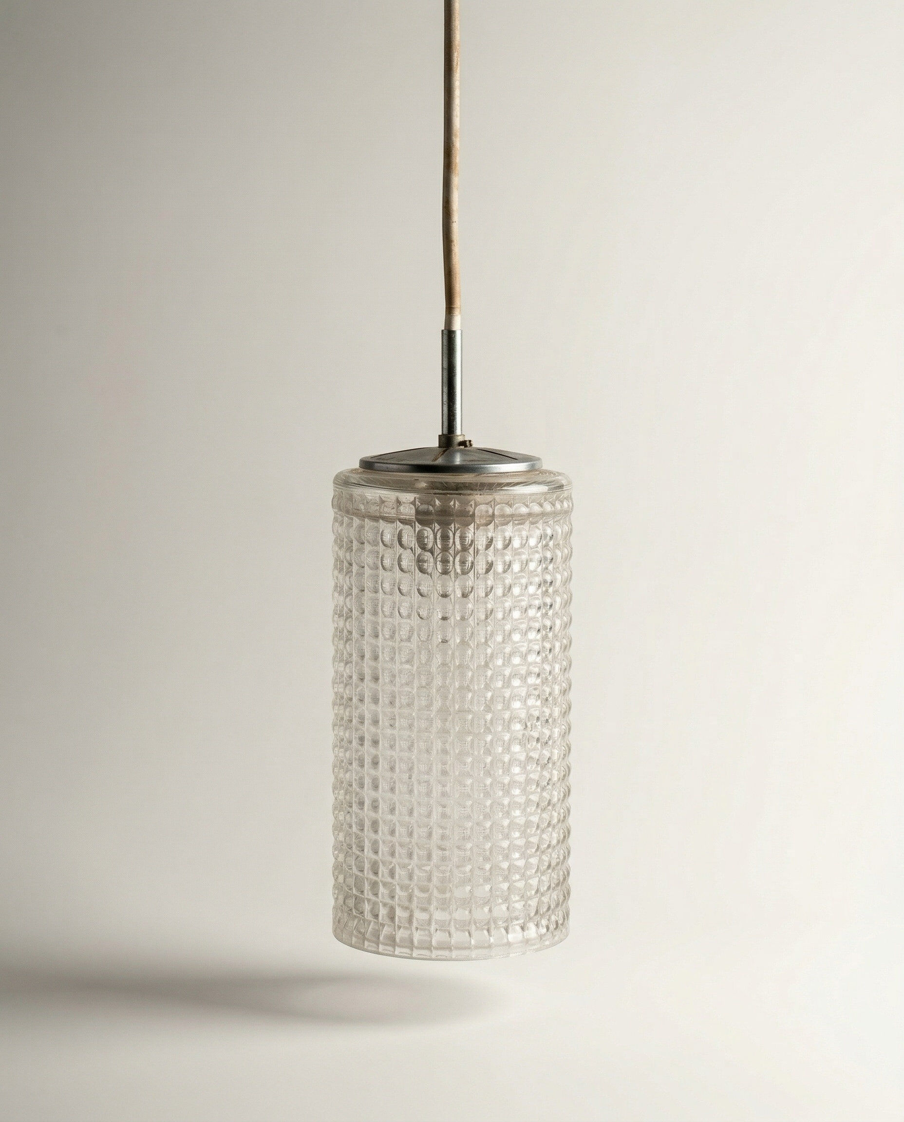 Textured glass vintage pendant light - 1960s