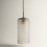 Textured glass vintage pendant light - 1960s