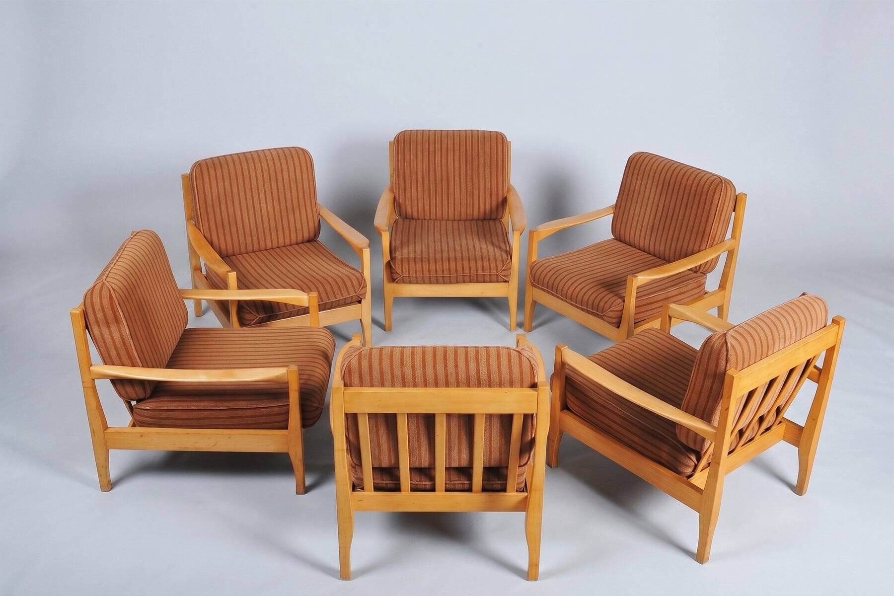 Mid-Century Armchairs from Jitona Soběslav, Czech, 1960s, Set of 6