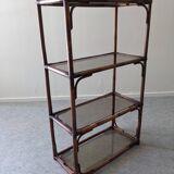 Bamboo and smoked glass shelf from the 60s and 70s