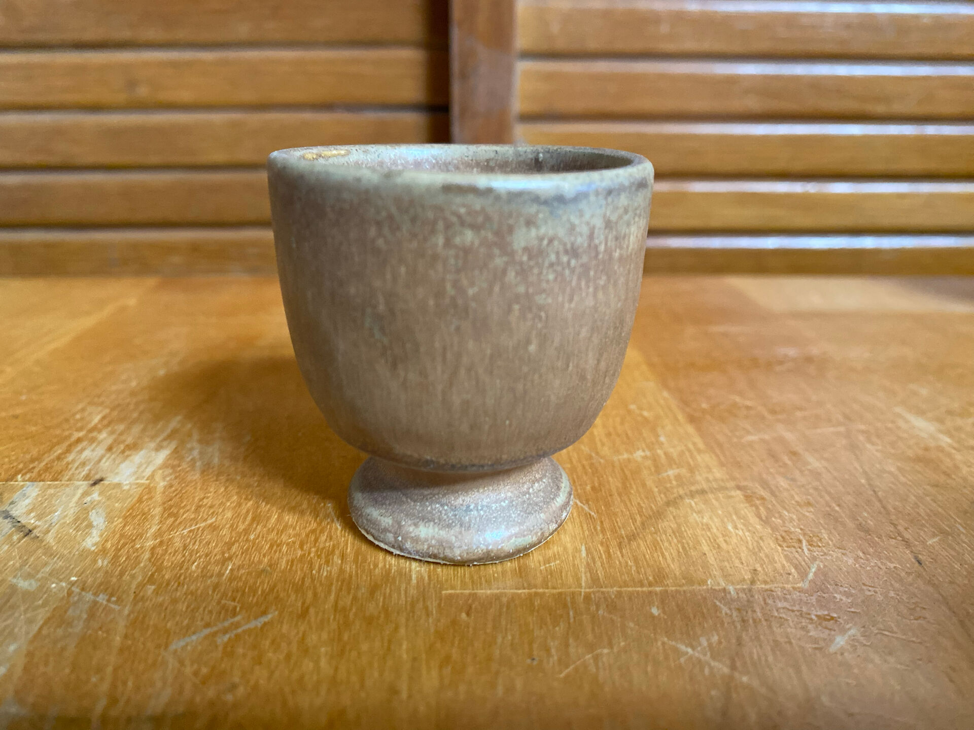 Set of 5 Vintage Beige Stoneware Egg Cups