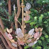 Glass flower chandelier 80s