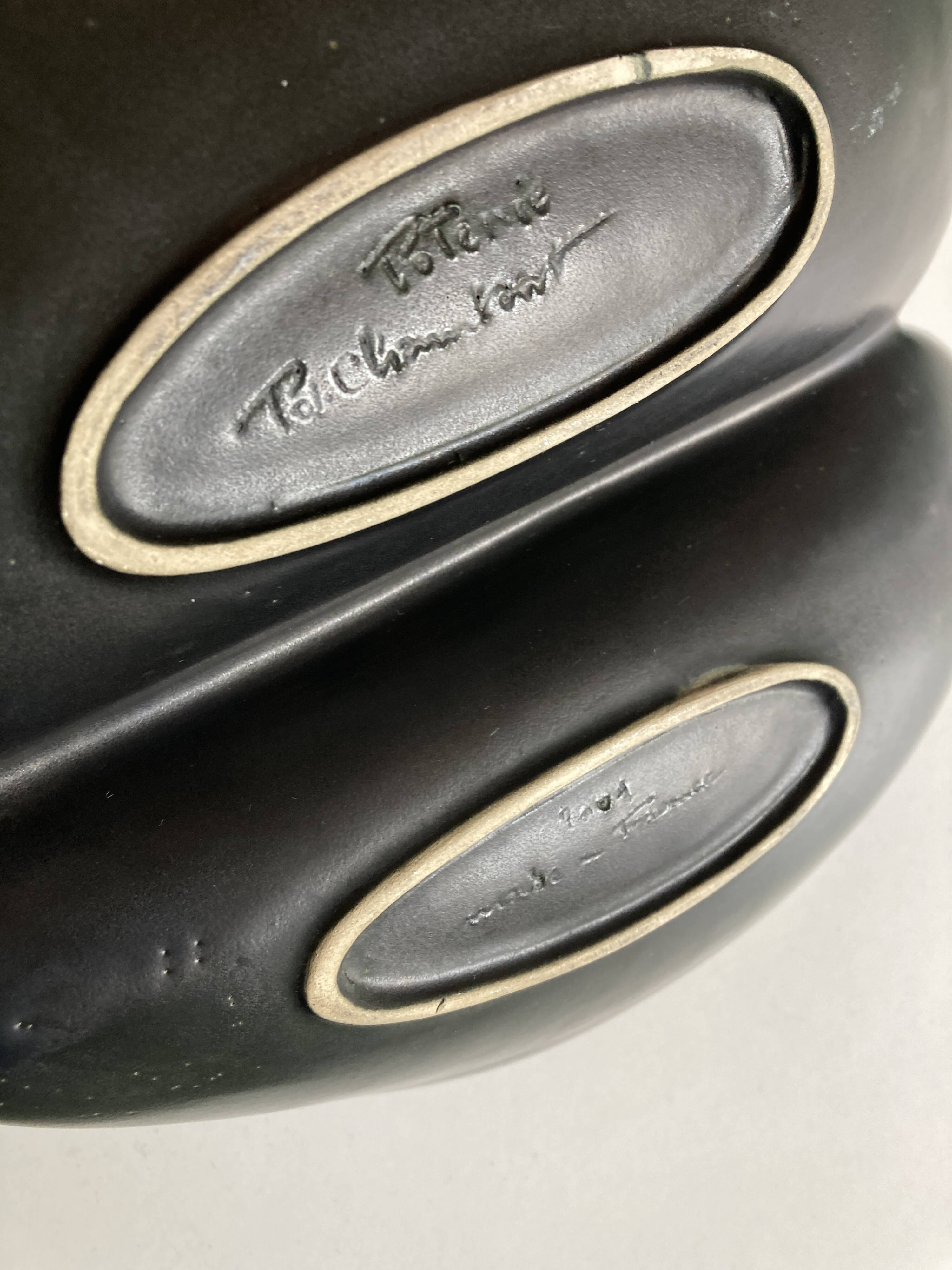 Ceramic shell-shaped bowl by Pol Chambost, signed, 1960.