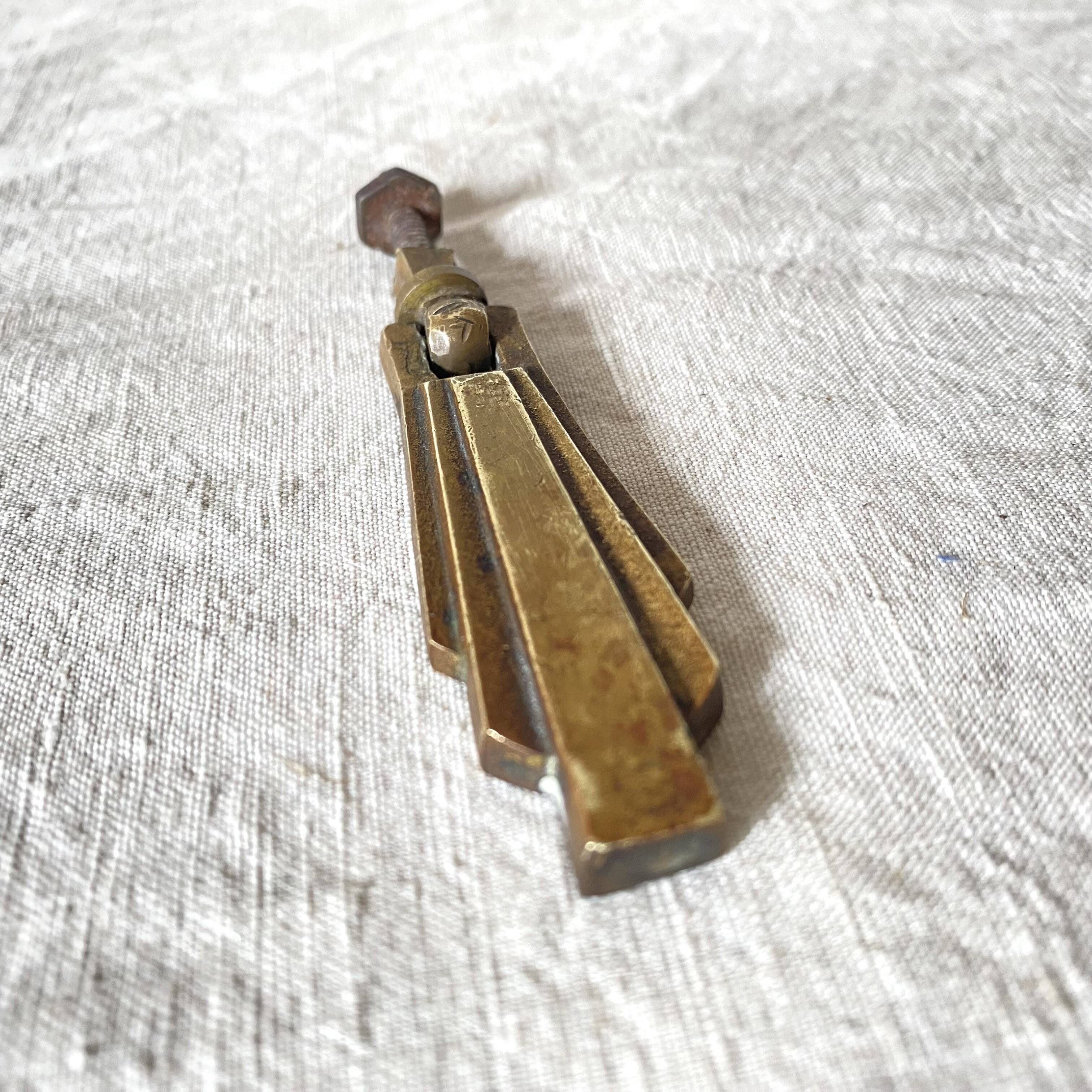 Door knob, art deco furniture handle in brass