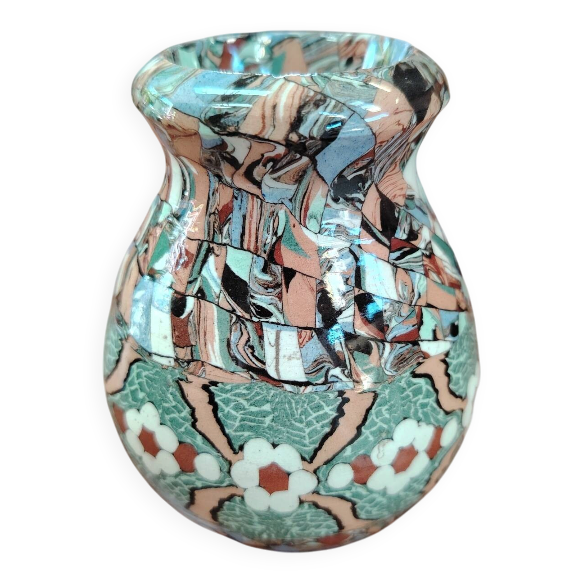 Small round ceramic art vase Valauris