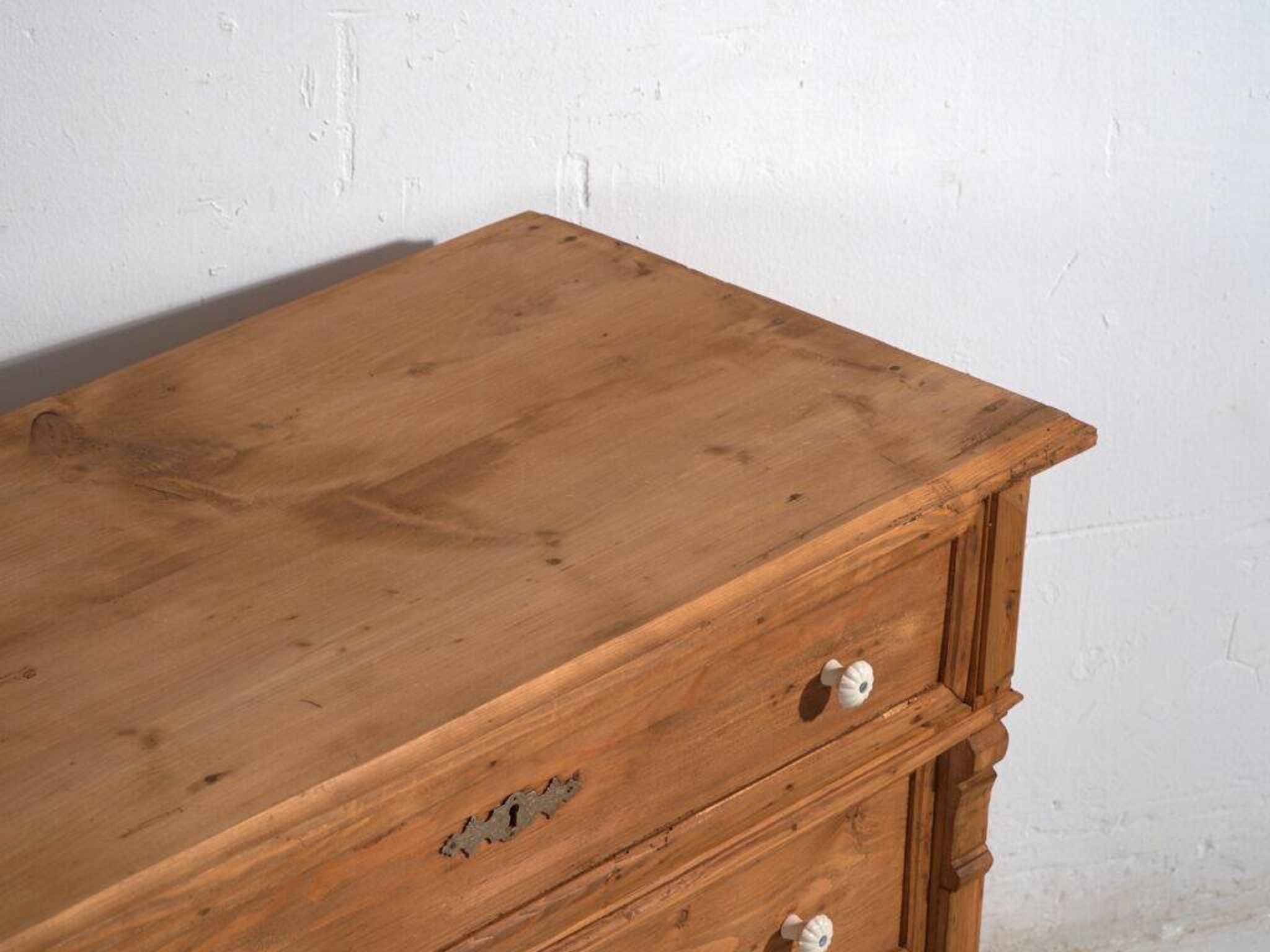 Antique solid pine chest of drawers – European rustic furniture – circa 1900