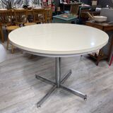 Round butterfly extension table in cream and chrome formica, 1960s/1970s