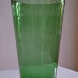 Very large vase 35 cm in green bullicante glass Murano or Empoli Italy 1960