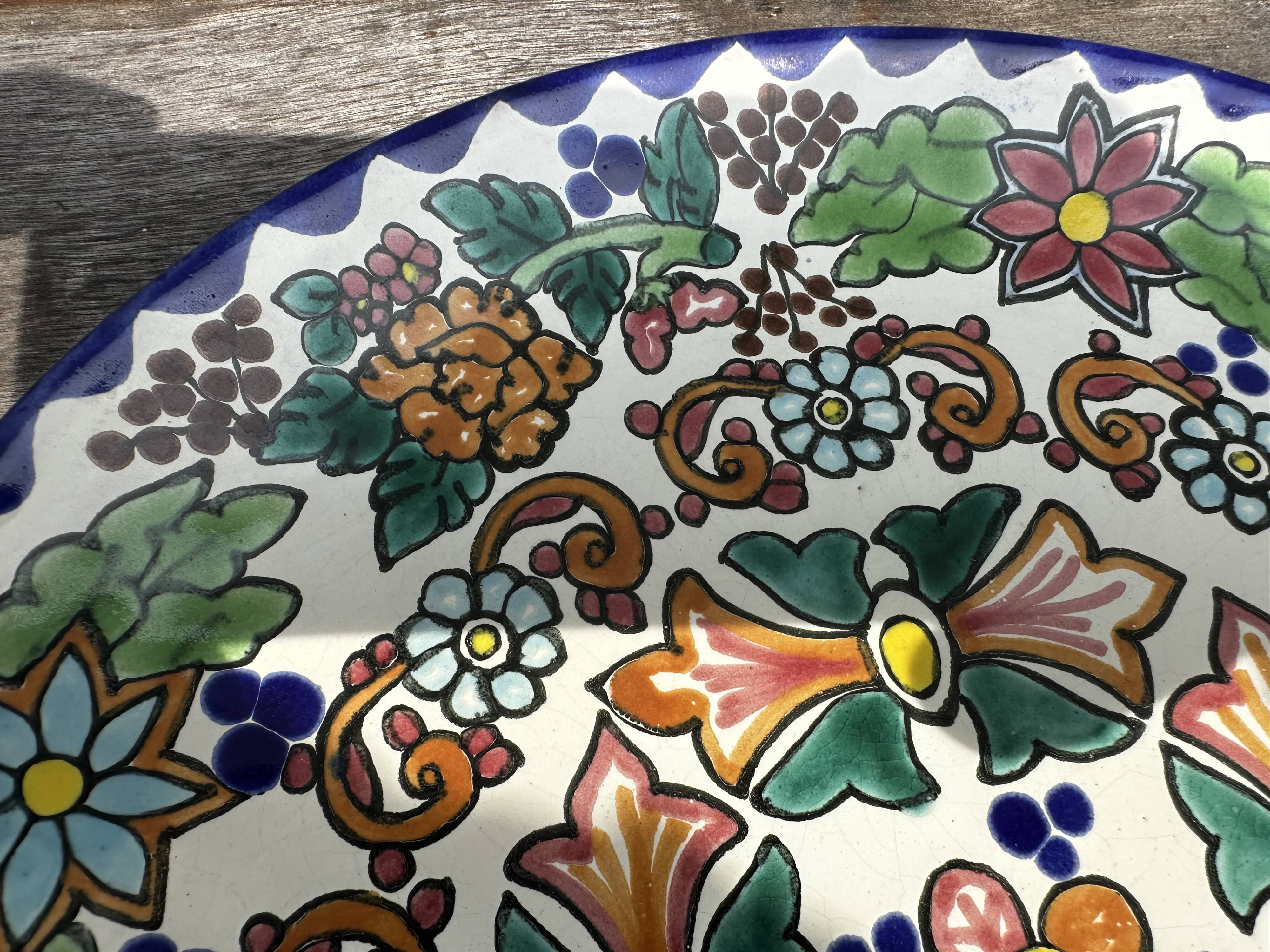 Talavera Dish - Vintage Mexican Ceramic - Diameter 29 cm