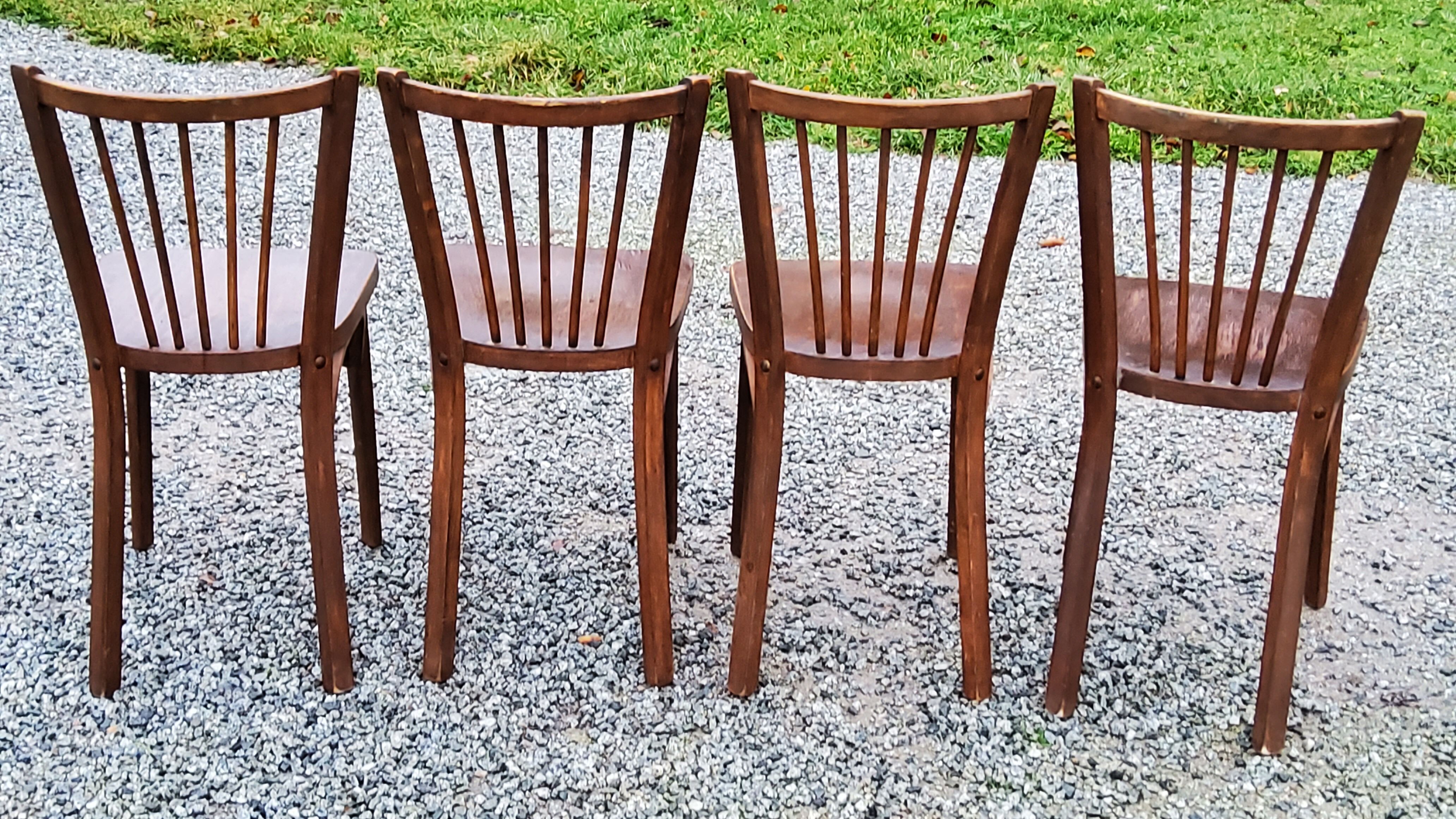 Set of 4 Baumann bistro chairs from the 50s stamped