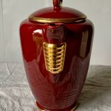 Antique Saint Clément coffee pot in burgundy and gold
