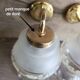Pair of vintage wall lights in engraved glass & gold metal — Romantic elegance