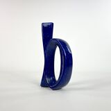 Modernist vase in blue glazed ceramic, design Roberto Rigon for Bertoncello, circa 1970