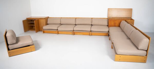 Ensemble de sièges modulaires moderne du milieu du siècle, Italie, années 1960 - Nouvelle tapisserie.