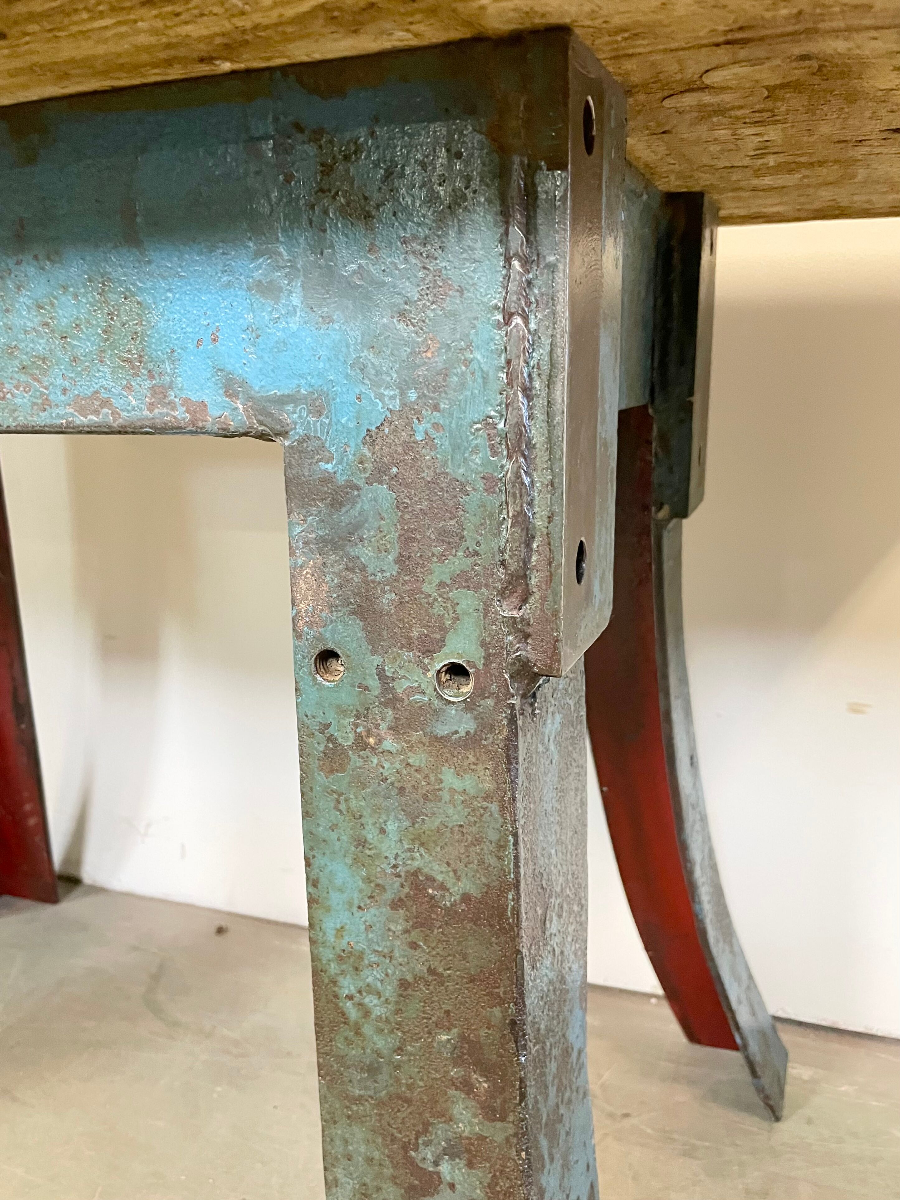 Blue Industrial Dining Table, 1960s