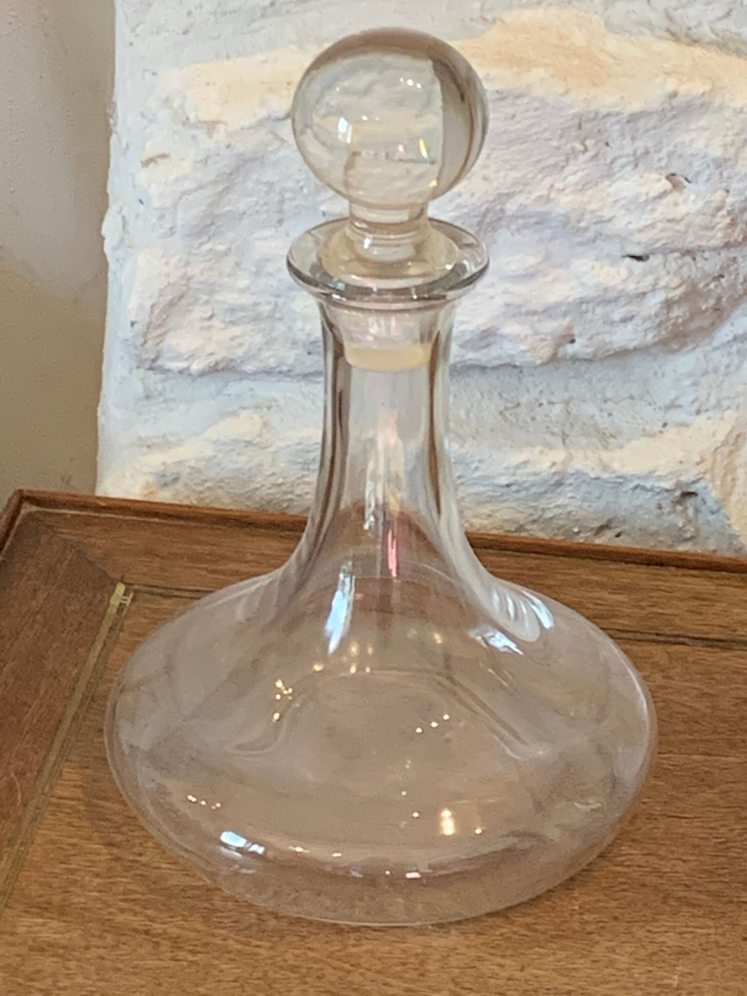 Wine carafe to decant and its vintage glass ball cap