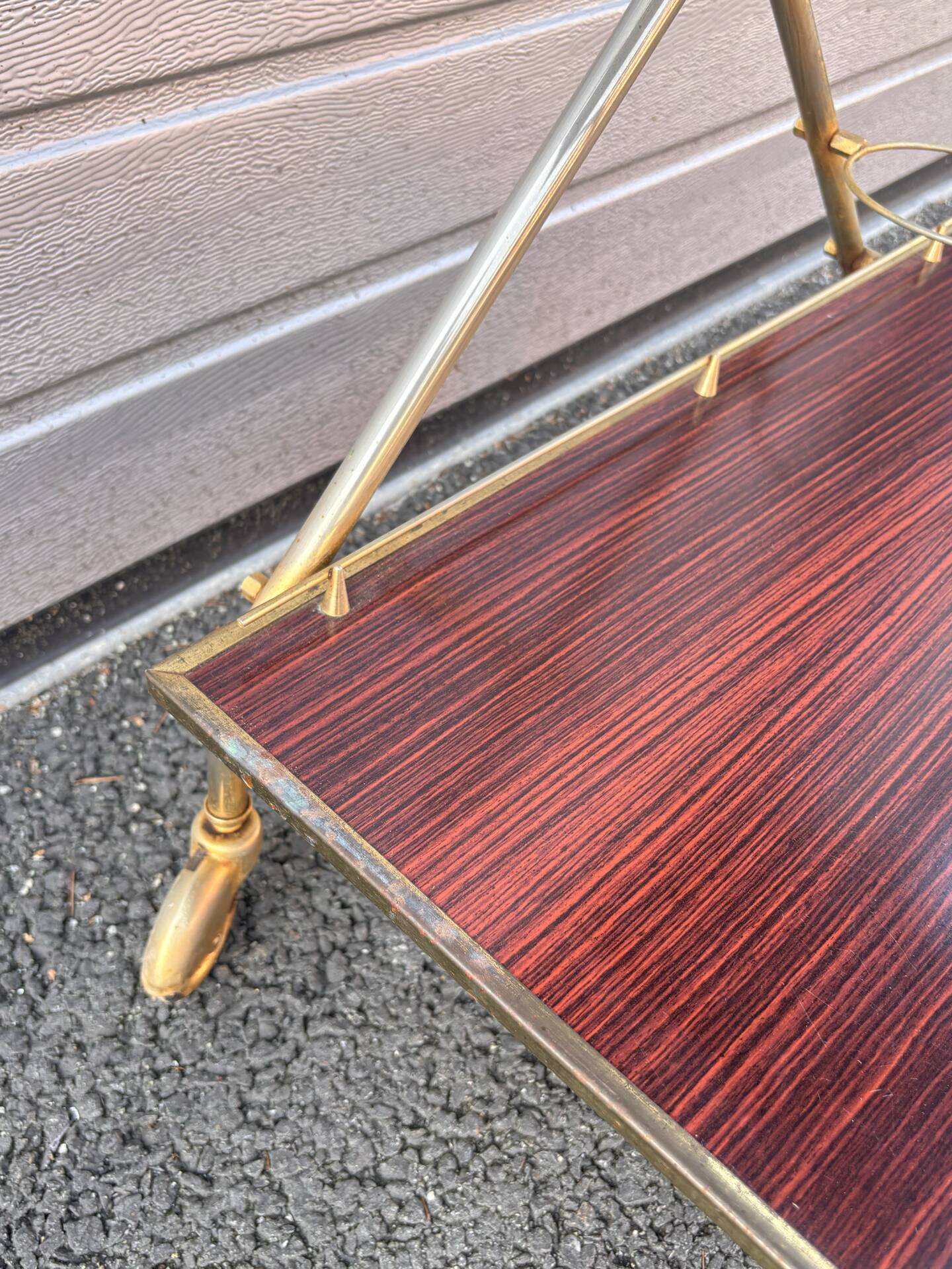 Vintage rolling dessert trolley in red Formica – 1950s/60s
