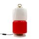 Space Age Red and white glass cylindrical table lamp, Italy 1970s