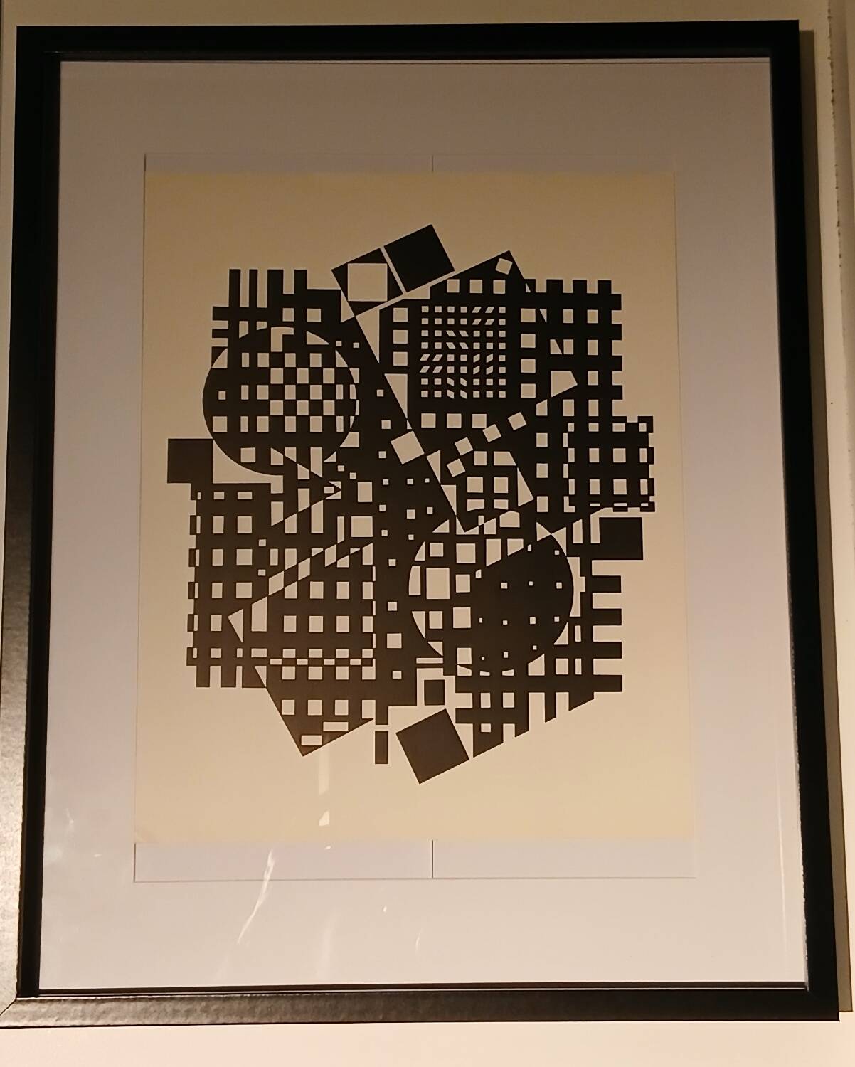 Tableau Vintage Art Optique - Victor Vasarely - Frame 50x40cm