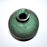 Vintage ceramic vase signed vague - Green glazed terracotta