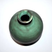 Vintage ceramic vase signed vague - Green glazed terracotta