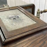 Comptoir de bar en chêne début XXème avec habillage d'époque zinc et étain