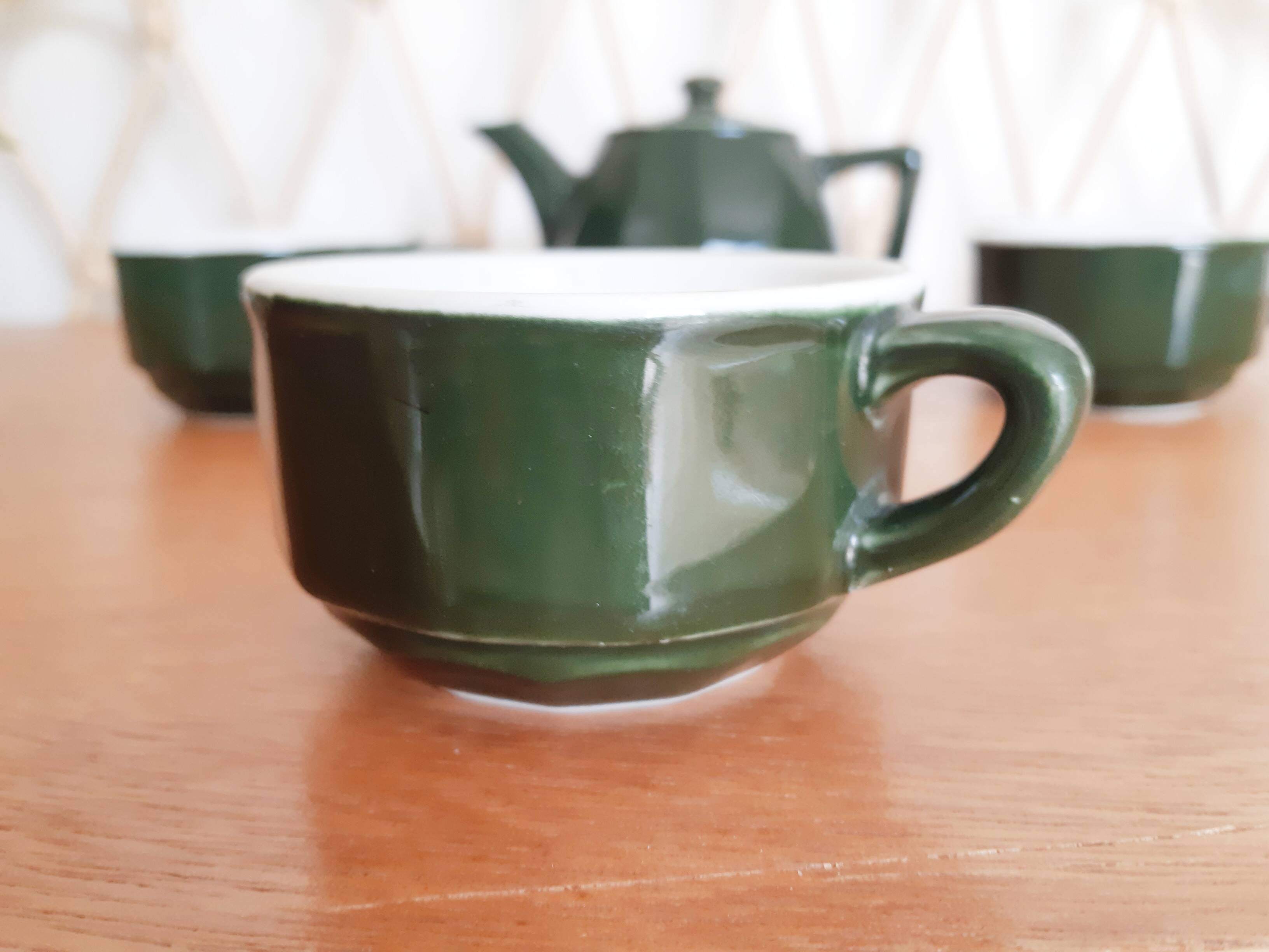 Coffee/tea set, green porcelain bistro