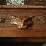 Neo-Renaissance oak cash desk and step
