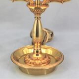 Empire style lamp two lights with oval lacquered lampshade "lucien gau"