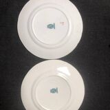 Sarreguemines Dessert Plates: Hand-Painted Chinoiserie Decor, 19th Century