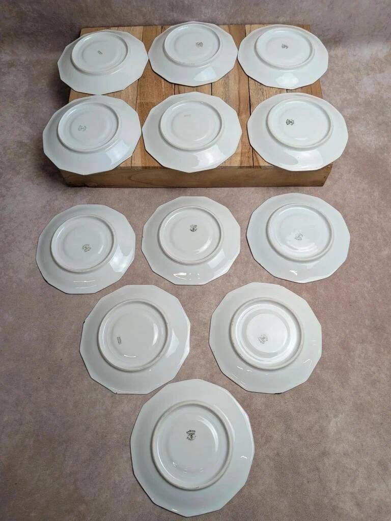 Art Deco coffee service Limoges Unique signed Pailles – 27 pieces in iridescent porcelain