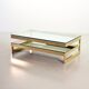 Belgo-Chrom Architectural G-Table 23-Carat Goldplated with Glass Tops 1970s