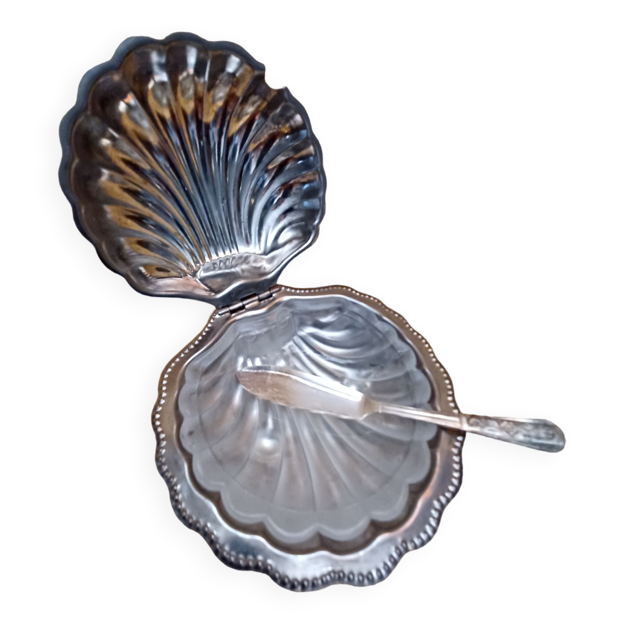 Beurrier Coquillage inox et verre