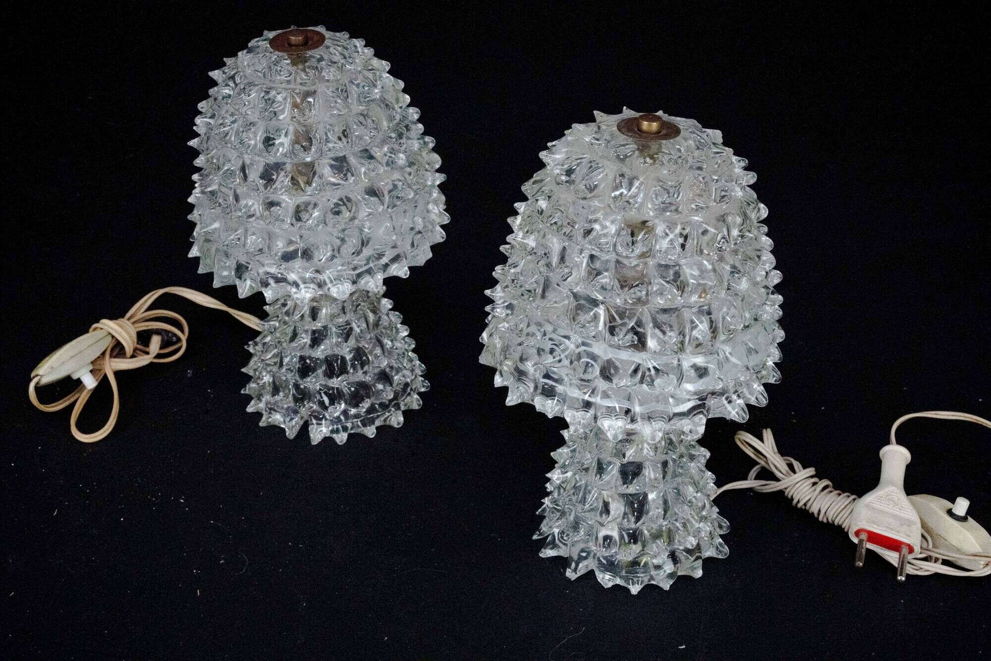 Pair of Italian Murano “Rostrato” Glass Table Lamps by Ercole Barovier, 194