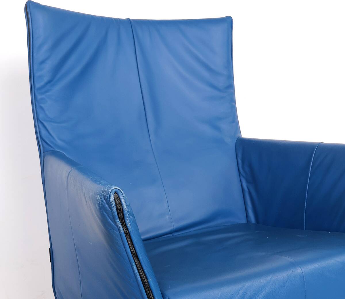 Montis Charly blue leather arm chair, 1980s