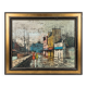 Grand tableau scene de rue urbaine esprit Bernard Buffet années 60