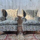Paire de bergères / fauteuils à oreilles anglaises