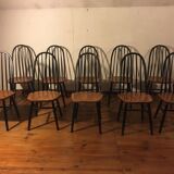 Suite de 10 chaises Ercol modèle quaker années 50
