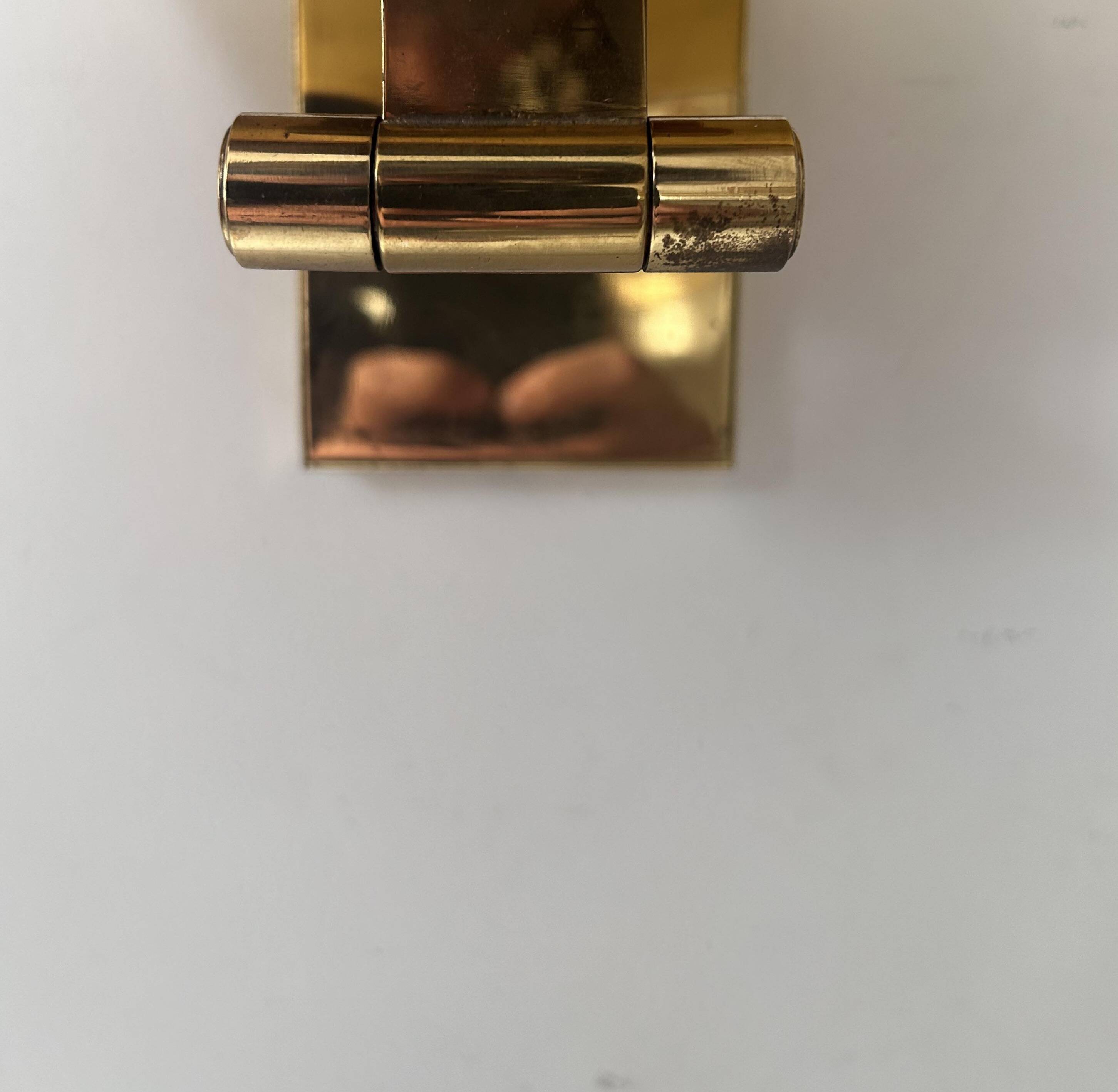 Pair of vintage adjustable wall lights, solid brass, Italy 1970