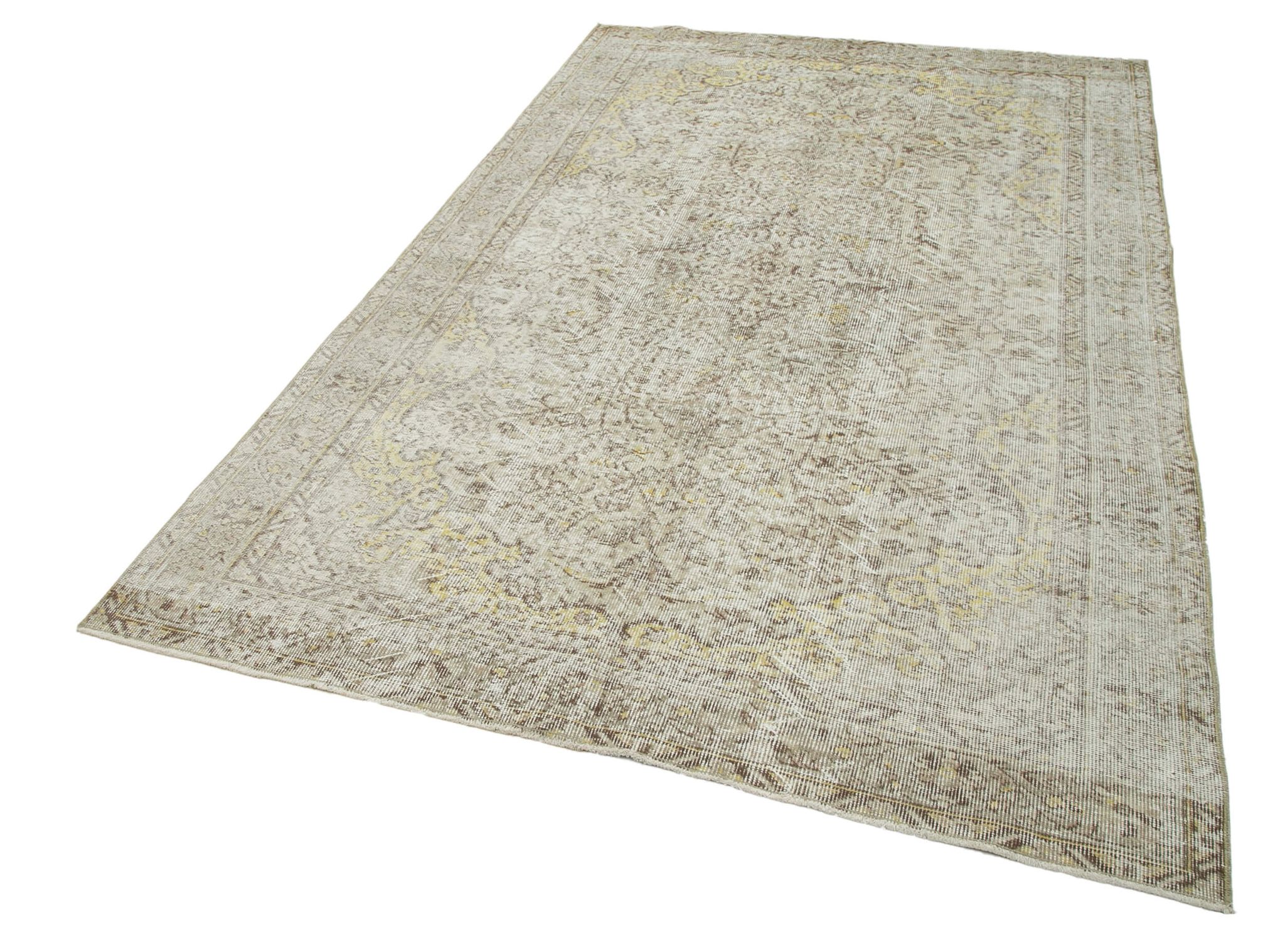 Handwoven antique anatolian beige rug 166 cm x 269 cm