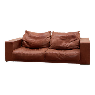 Vintage sofa gognac color model budapest design by paola navone by baxter.