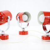 1970s Stanislav Indra Set of Three Red Wall/Table Lamps, Czechoslovakia