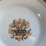 8 flat plates, Carnation model, art deco, CREIL ET MONTEREAU, floral pattern, old