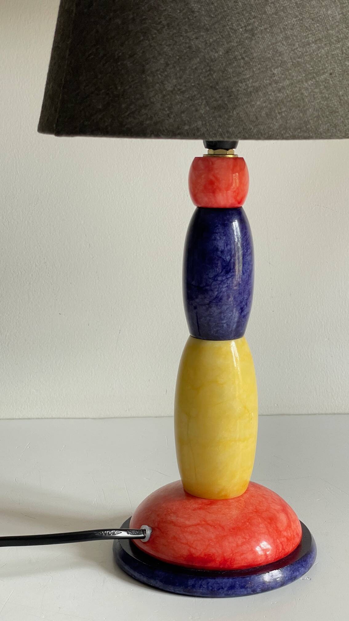 ALABASTER STONE LAMP Blue, Yellow and Red 80s